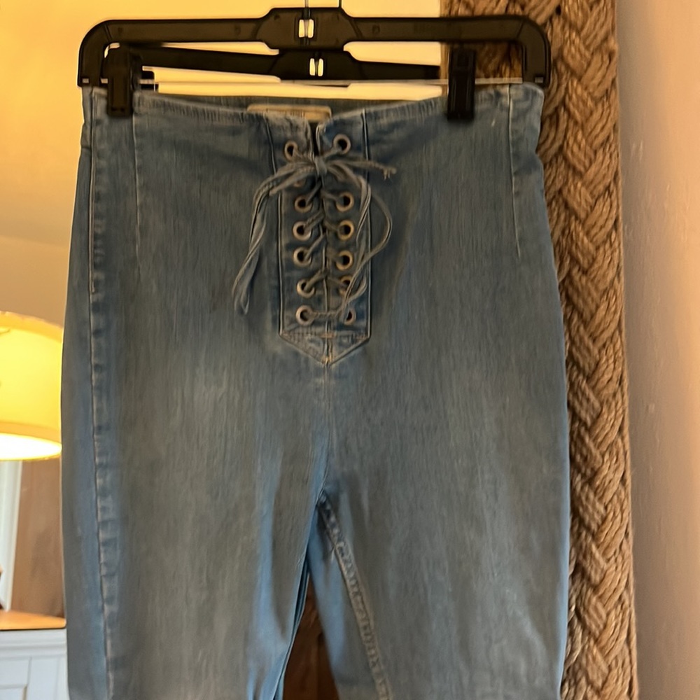 Free People Lace Up Front high rise skinny jeans